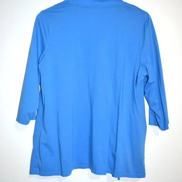 Coldwater Creek Cardigan Blue XL 16 Open Front Cotton - Picture 3 of 3